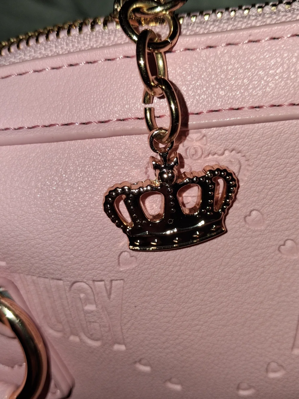 Juicy Couture Debossed Logo Crown Speedy Satchel Pink